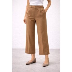 Croft & Barrow Womens Large Brown Tapered Mid Rise Pleated Twill Pants NEW